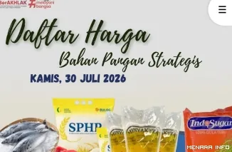 Daftar Harga Bahan Pangan Strategis di Kota Padang, Kamis (30/7/2026)