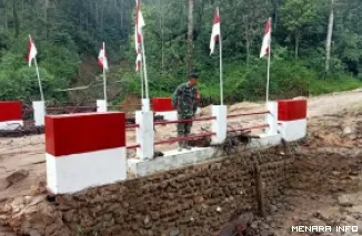 Prajurit TNI melihat dampak banjir di Tapanuli Tengah, Sumatera Utara. (humas)