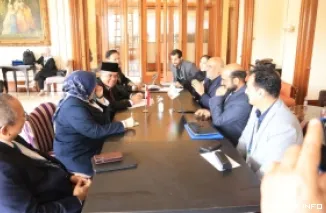 Menaker, Yassierli gelar pertemuan dengan Menteri Koperasi, Ketenagakerjaan dan Kesejahteraan Sosial Republik Islam Iran, Ahmad Meydari, di sela-sela BRICS Labour and Employment Ministers' Meeting (LEMM) di Hyderabad, India, Rabu.  (humas)