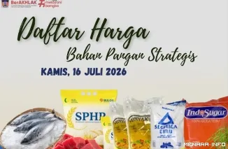 Daftar Harga Bahan Pangan Strategis di Kota Padang, Kamis (16/7/2026)