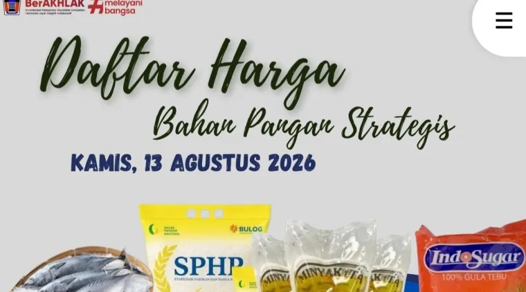Daftar Harga Bahan Pangan Strategis di Padang, Kamis (13/8/2026)