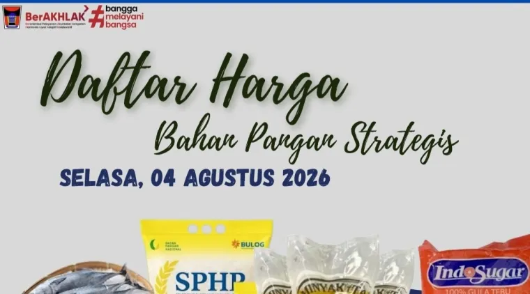 Harga Bahan Pangan Strategis Hari Ini, Selasa (4/8/2026)