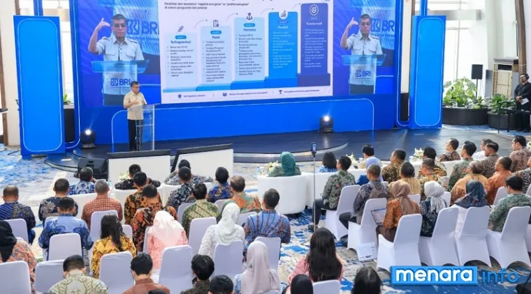 Menteri Ketenagakerjaan (Menaker), Yassierli berikan arahan saat menghadiri penandatanganan Perjanjian Kerja Bersama (PKB) BRI periode 2026-2028 di Jakarta, Rabu. (humas)