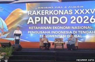 Menteri Ketenagakerjaan (Menaker), Yassierli pada dialog Rapat Kerja Koordinator Nasional (Rakerkornas) XXXV Asosiasi Pengusaha Indonesia (APINDO) 2026 di Makassar, Sulawesi Selatan, Selasa. (humas)