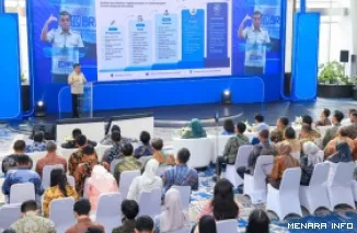 Menteri Ketenagakerjaan (Menaker), Yassierli berikan arahan saat menghadiri penandatanganan Perjanjian Kerja Bersama (PKB) BRI periode 2026-2028 di Jakarta, Rabu. (humas)