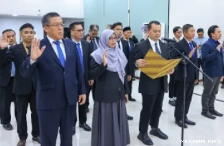 Sekretaris Jenderal Kemnaker yang juga Ketua Dewan Pembina PPSPI, Cris Kuntadi kukuhkan pengurus nasional dan 38 Dewan Pengurus Wilayah (DPW) periode 2026-2031 di Jakarta, Senin. (humas)