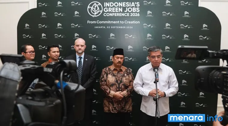 Menteri Ketenagakerjaan (Menaker), Yassierli usai menghadiri Indonesia's Green Jobs Conference 2026 yang diselenggarakan Kementerian PPN/Bappenas di Jakarta, Rabu (2/9/2026). (humas)