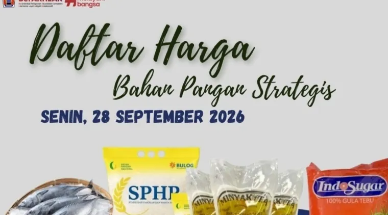 Daftar Bahan Pangan Strategis di Kota Padang, Senin (28/9/2026)