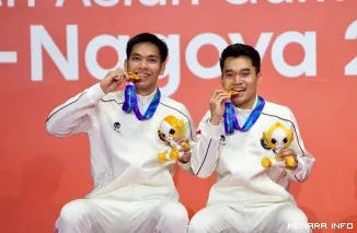 Pasangan Ganda Putra Indonesia Leo Rolly Carnando/Daniel Marthin Berhasil Mempersembahkan Medali Emas Pada Asian Games Aichi-Nagoya 2026.(Foto: ist)