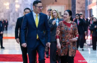 Ketua DPR RI, Puan Maharani sambut kunjungan Wakil Perdana Menteri (PM) Republik Bulgaria, Alexander Poulev di Gedung Nusantara, Kompleks Parlemen, Senayan, Jakarta, Senin. (humas)