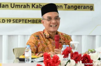 Ketua Komisi VIII DPR Marwan Dasopang saat memimpin kunjungan kerja Komisi VIII DPR ke Kantor Kemenhaj Kab. Tangerang, Kamis (17/9/2026). (humas)