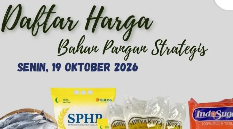 Daftar Harga Sejumlah Bahan Pangan Strategis di Kota Padang, Senin (19/10/2026)