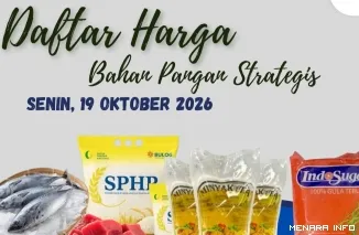 Daftar Harga Sejumlah Bahan Pangan Strategis di Kota Padang, Senin (19/10/2026)