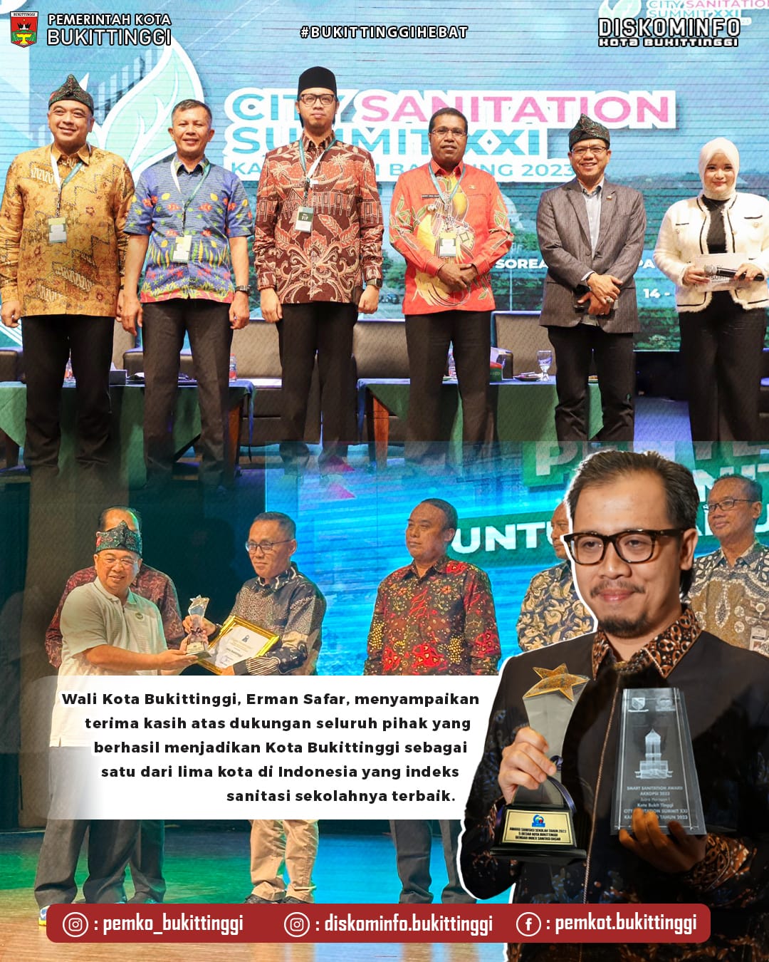 Wali Kota Bukittinggi Terima Dua Penghargaan Nasional pada CSS 2023