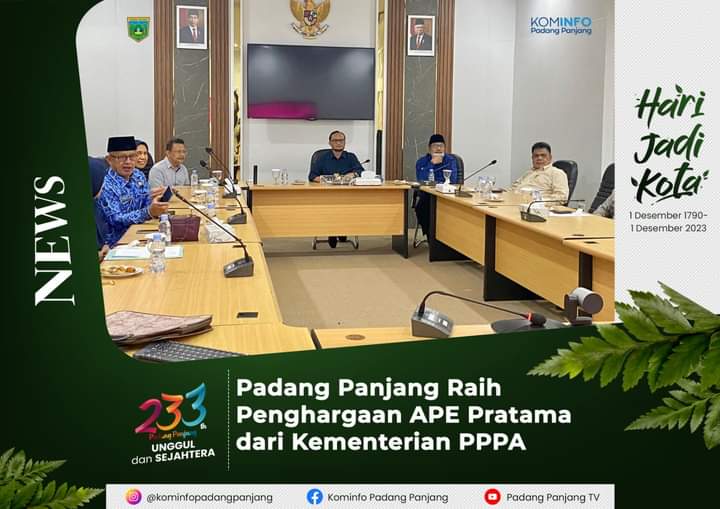 Padang Panjang Raih Penghargaan APE Pratama dari Kementerian PPPA