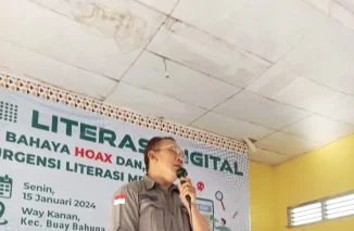 Sekretaris DPC Waykanan Jadi Pembicara Bahaya Hoax, Pada Kegiatan FPM