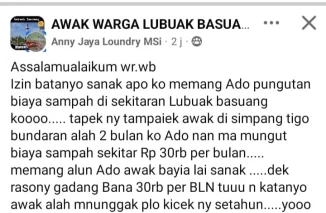 Warga Pertanyakan Pungutan Sampah Rp30 Ribu per Bulan, DLH Agam: Telah Sesuai Perda