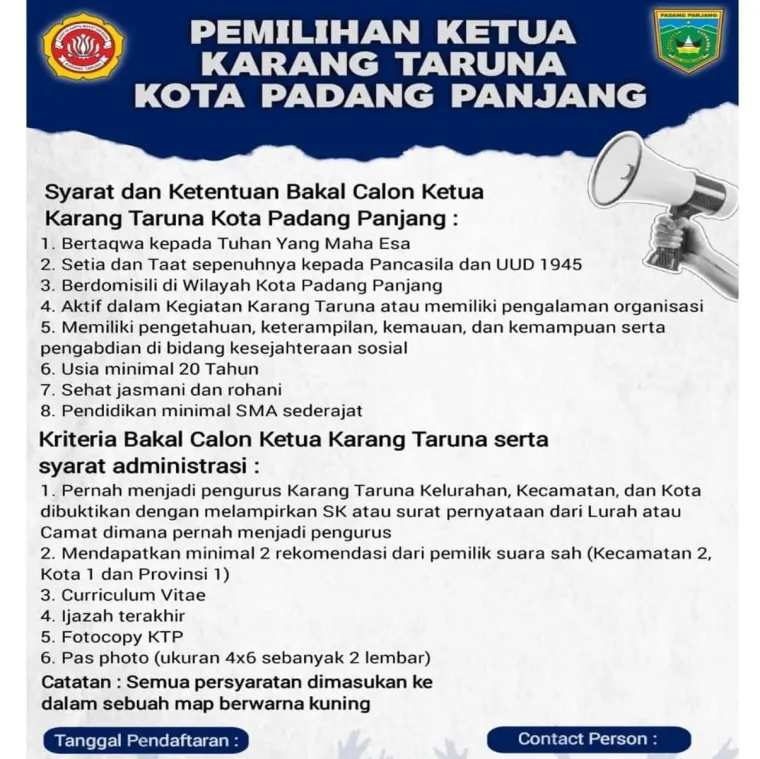 Karang Taruna Padang Panjang Buka Pendaftaran Calon Ketua Baru
