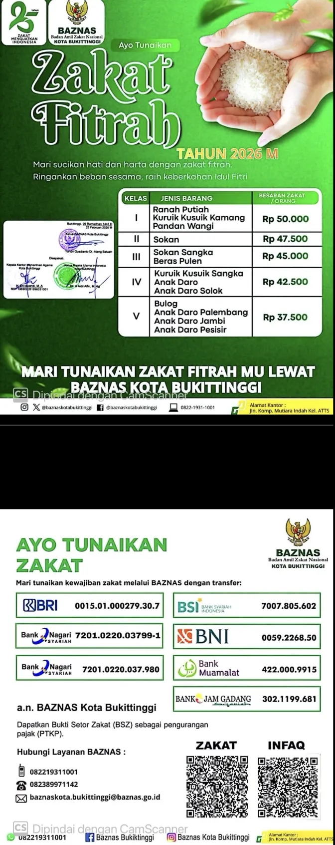 Baznas Bukittinggi Zakat Fitrah